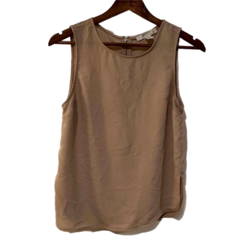 Forever 21 Tank Top Women Small Tan Excellent Sleeveless Back Zip Blouse